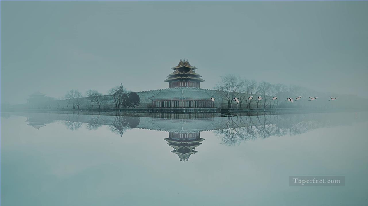 中国の延西宮と白鶴鳥の物語 中国の風景油絵